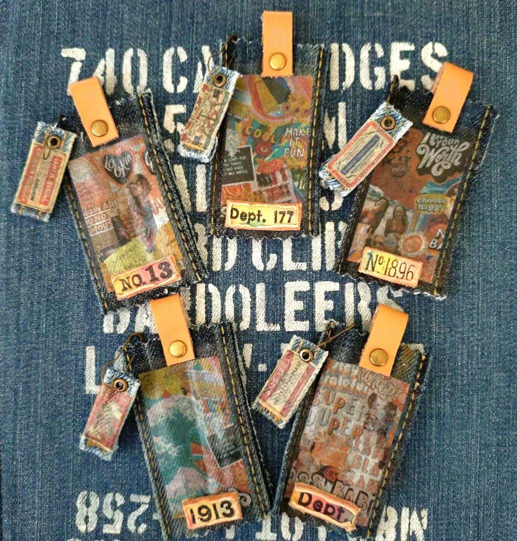 デニムリメイク☆タグチャーム☆アメリカンPOP☆5個セット