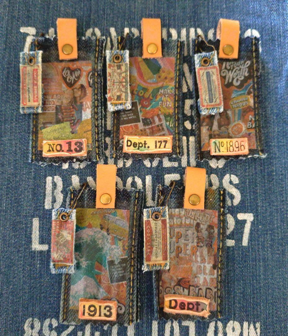 デニムリメイク☆タグチャーム☆アメリカンPOP☆5個セット