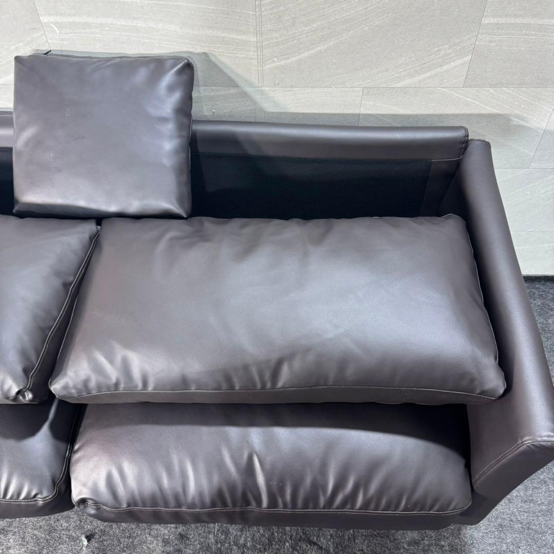 NITORI ソファ 合成皮革張り 3人掛け ローエン2 ニトリ d4769