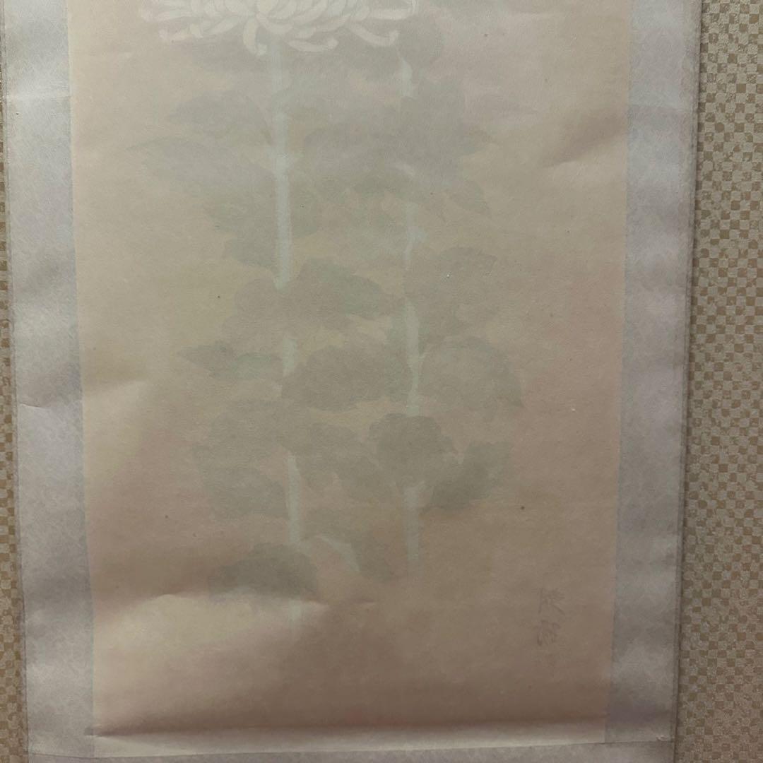【真作】掛軸　小川朝陽　菊　聖画会　共箱入