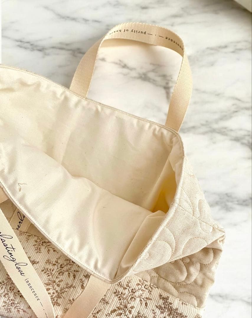 オーダー♡入園・入学グッズ♡くまさんキルト♡アンティークフラワー柄