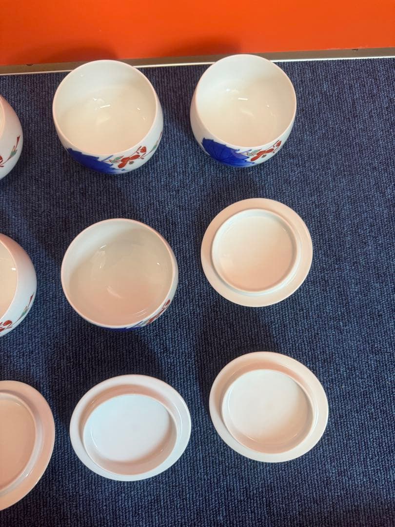 2030 香藺社　相思花　湯呑蓋付　6客　未使用