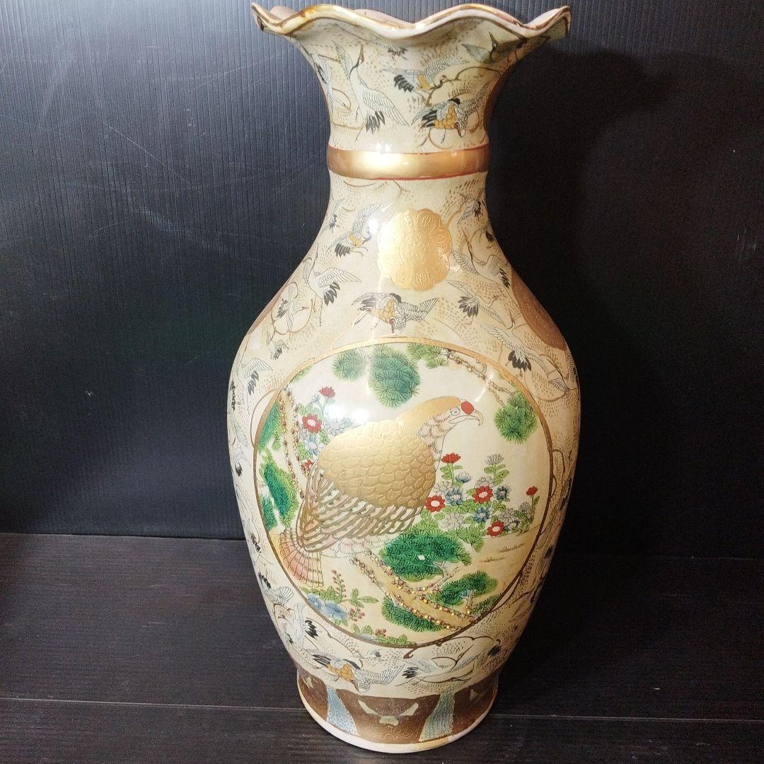 薩摩焼 栄盛窯 瀧山作 飾り壺 金襴手（きんらんで）✨ガハハ本舗お宝骨董市✨