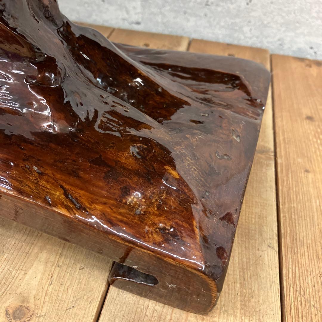 昭和レトロ 木製 天然木 瘤 玉杢 飾り棚 キノコ型 オブジェ インテリア 置物