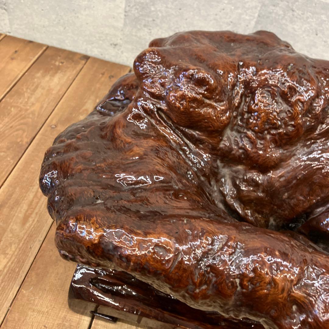 昭和レトロ 木製 天然木 瘤 玉杢 飾り棚 キノコ型 オブジェ インテリア 置物