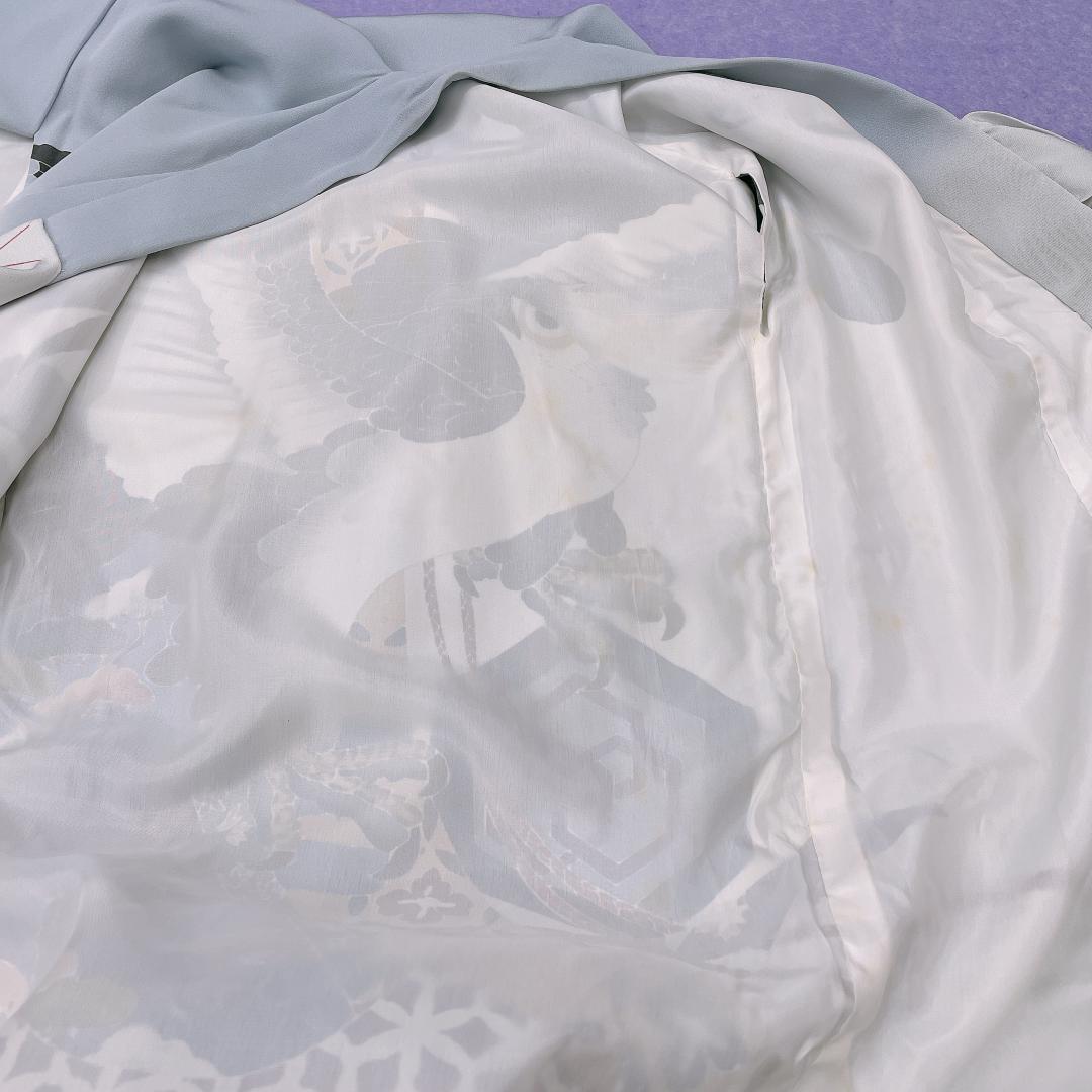 ★4157★ 七五三 男の子 着物 かけ着 男児 一つ身 ブルー系 紋入り