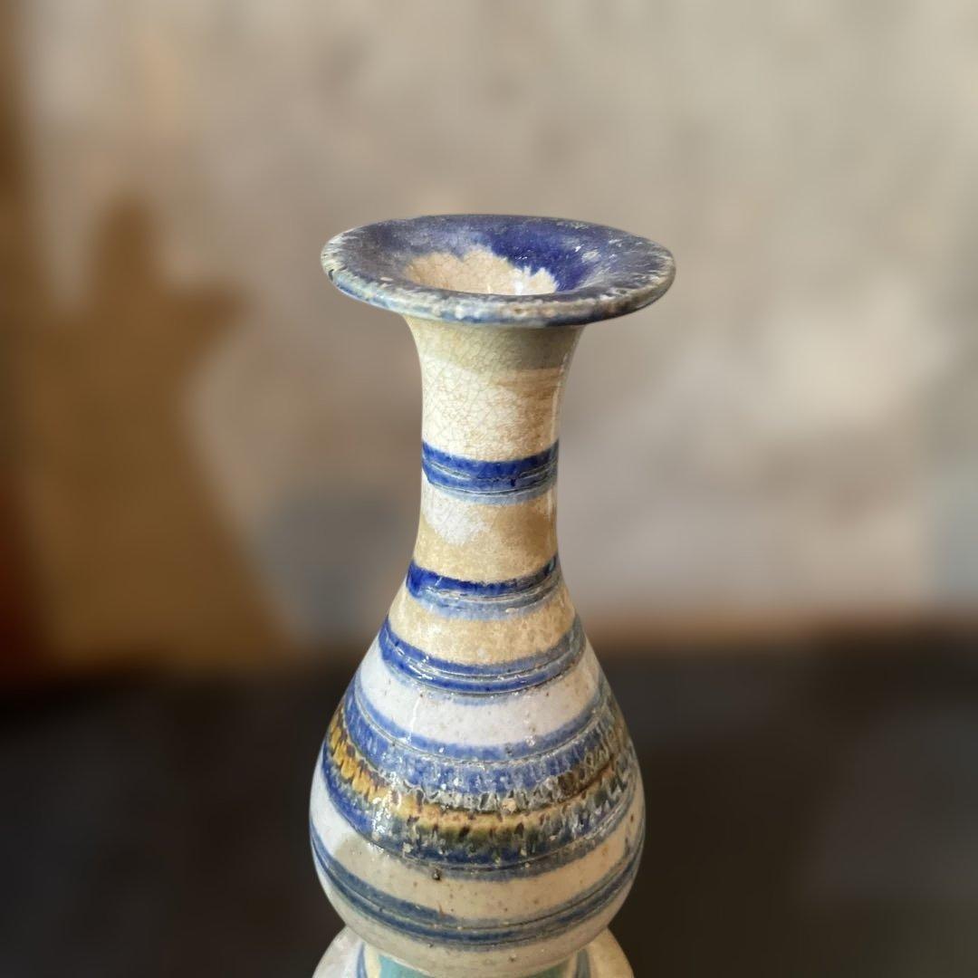 18世紀　古琉球　輪線飛鉋紋瓶子　ビンシー