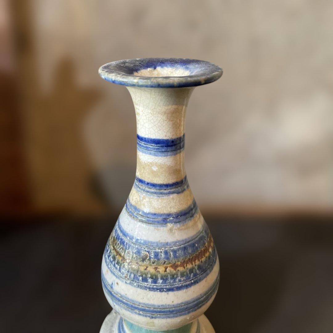 18世紀　古琉球　輪線飛鉋紋瓶子　ビンシー