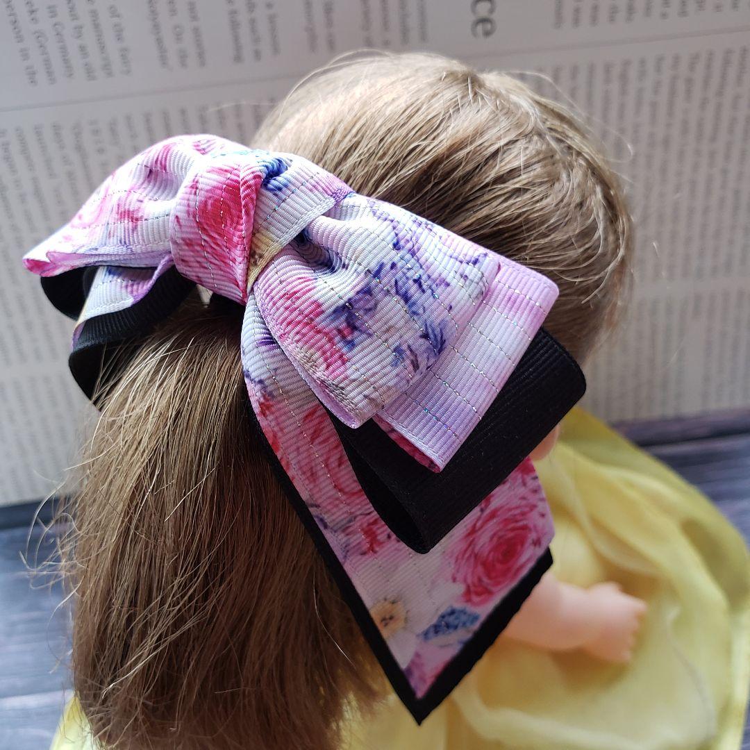 リボン　ヘアゴム♡ひらりリボン♡花柄♡ハンドメイド