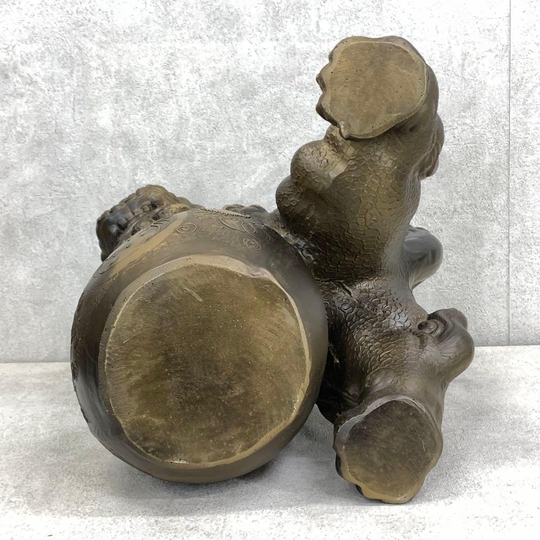 玉乗り 獅子 高さ38cm ゴールド 縁起物 招福 魔除け