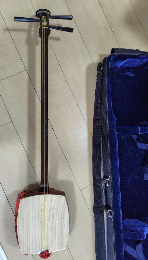 長唄金ホゾ三味線　ボックスケース　バチ　長袋