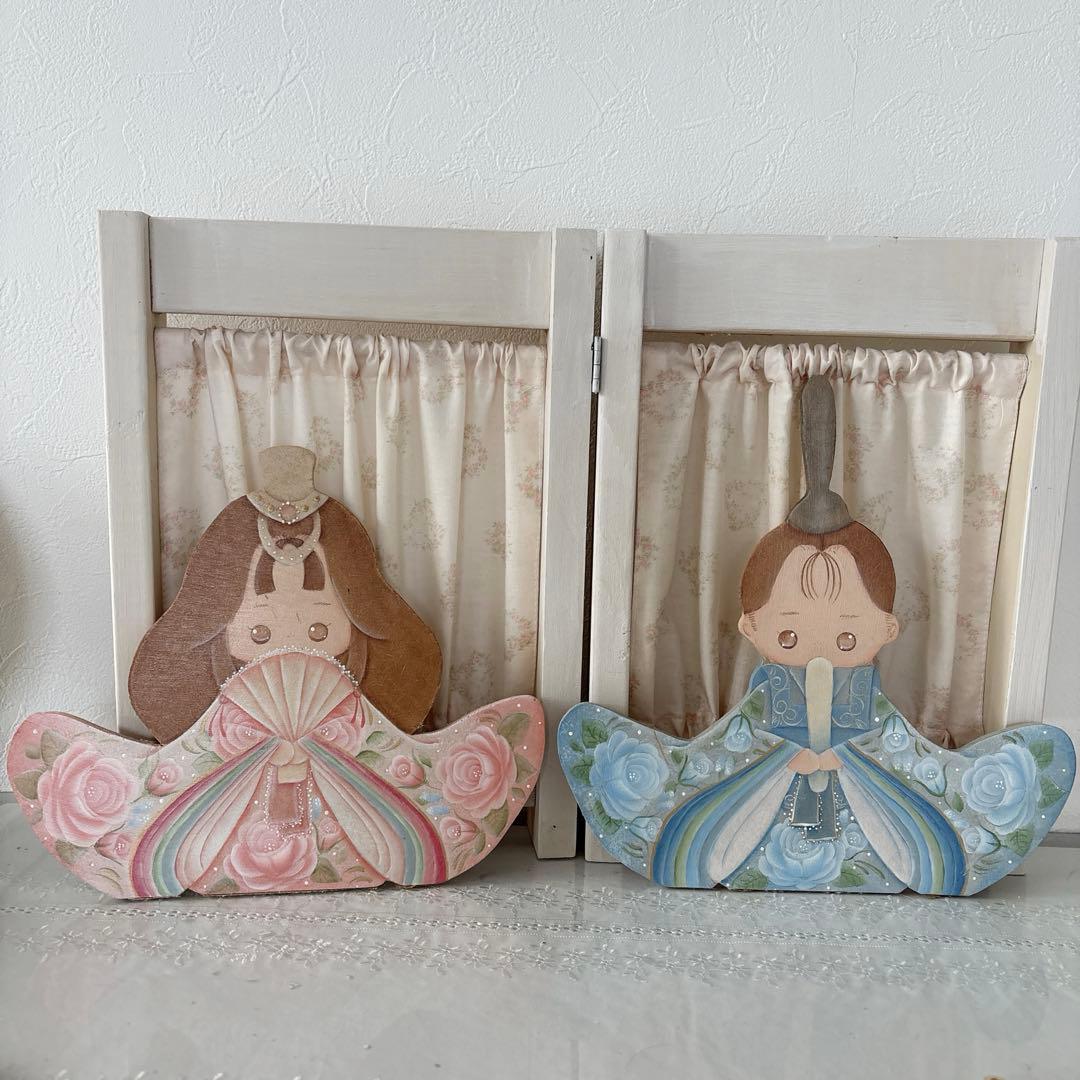 ♡ひな祭り♡カントリードールのお雛様セット♡トールペイント作品♡ハンドメイド♡