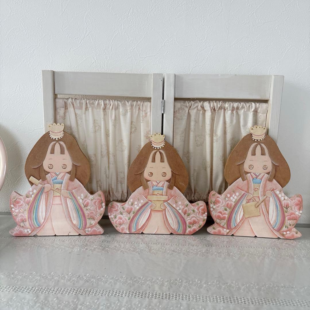 ♡ひな祭り♡カントリードールのお雛様セット♡トールペイント作品♡ハンドメイド♡