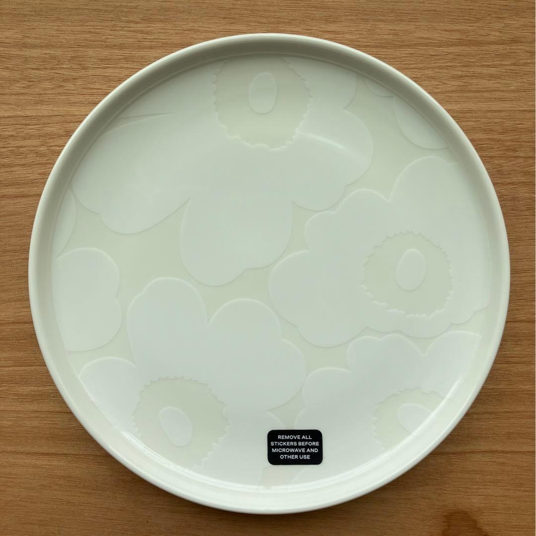 マリメッコ　プレート　ボウル　ウニッコ　ホワイト×ホワイト　ナチュラルホワイト