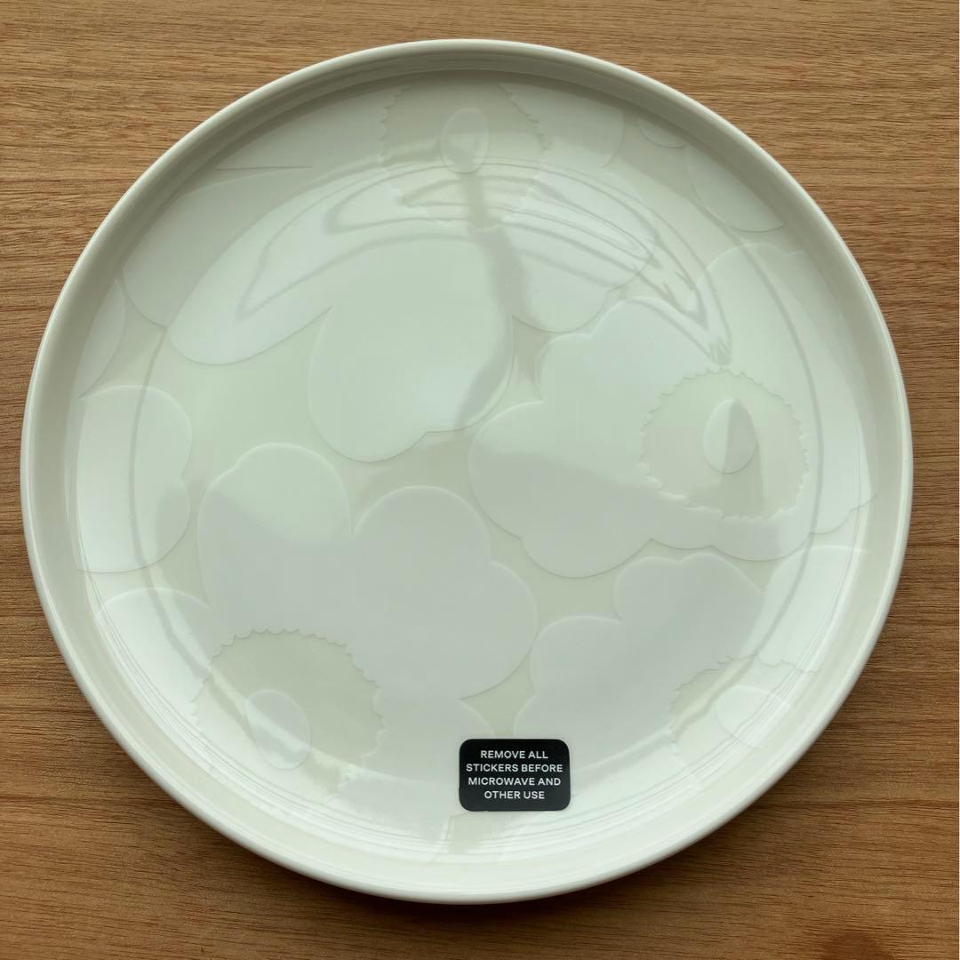 マリメッコ　プレート　ボウル　ウニッコ　ホワイト×ホワイト　ナチュラルホワイト