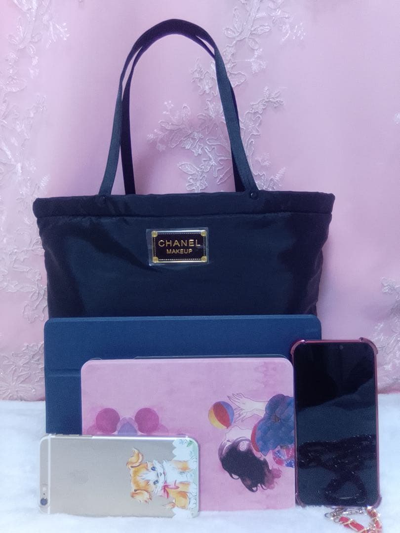 CHANEL MAKEUP ブラック ナイロントートバッグ