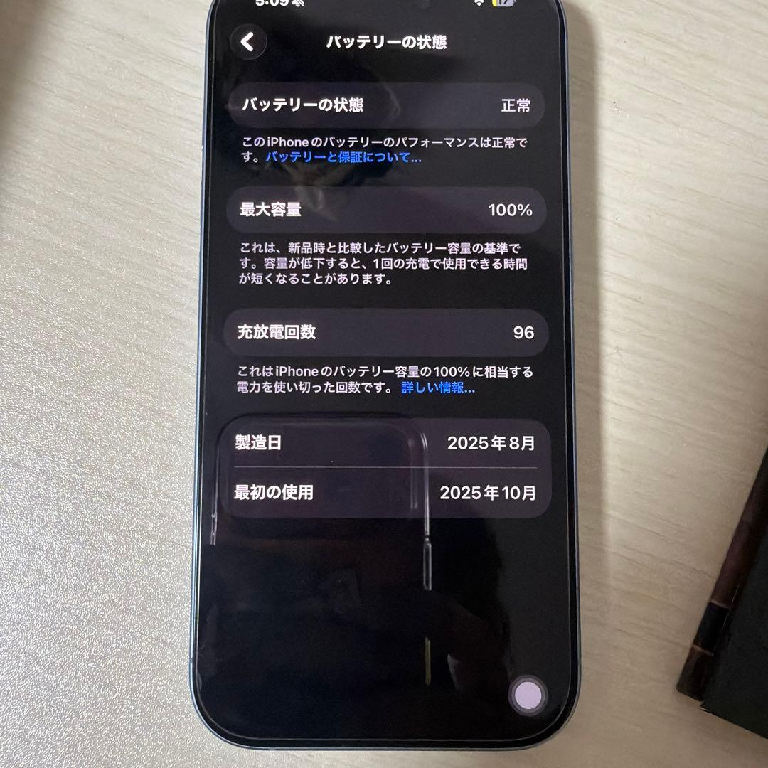 iPhone 17 本体ミストブルー256GB バッテリー残量100%＋フィルム