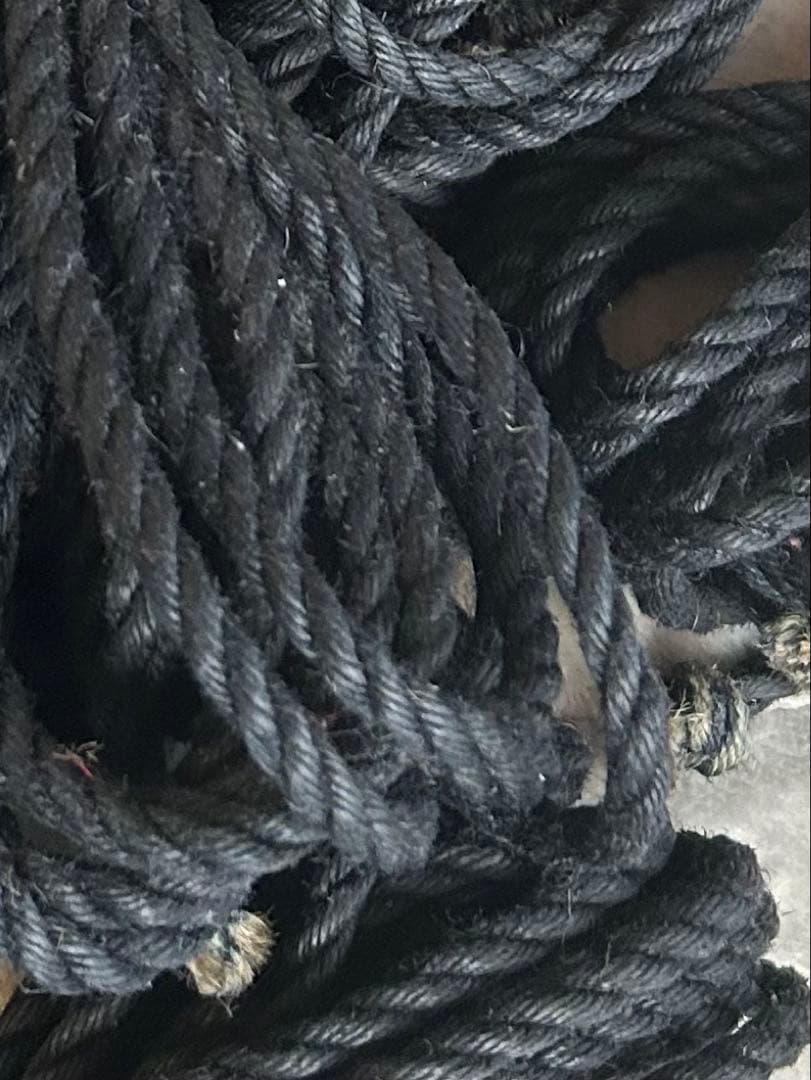 手作りロープ 7mm／8m × 9本セット　黒に近い紺色　未使用