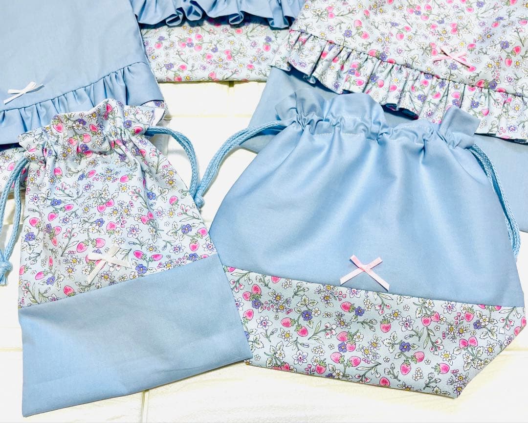 入園入学　5点セット　苺ブルー✖️ブルー