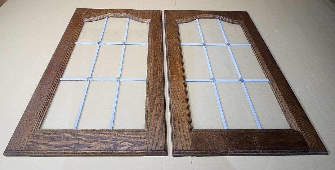 30年～物 アンティーク調 ガラスフロン無垢オーク材使用 扉材 (2枚)