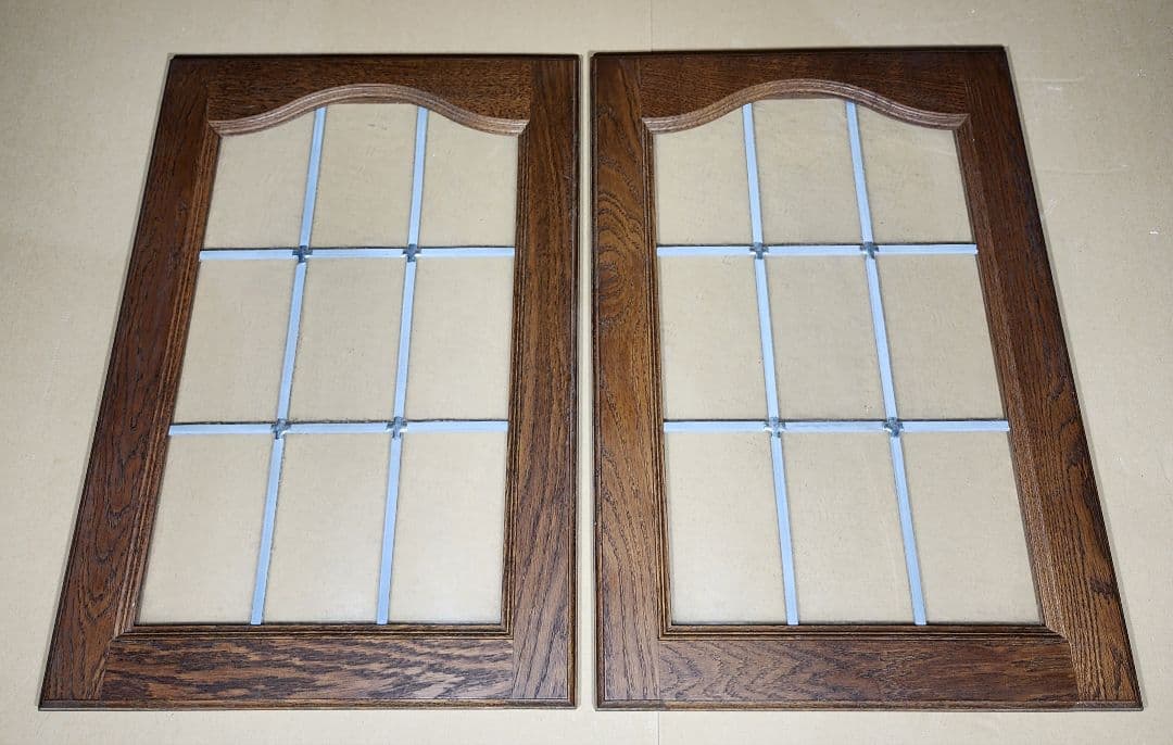 30年～物 アンティーク調 ガラスフロン無垢オーク材使用 扉材 (2枚)