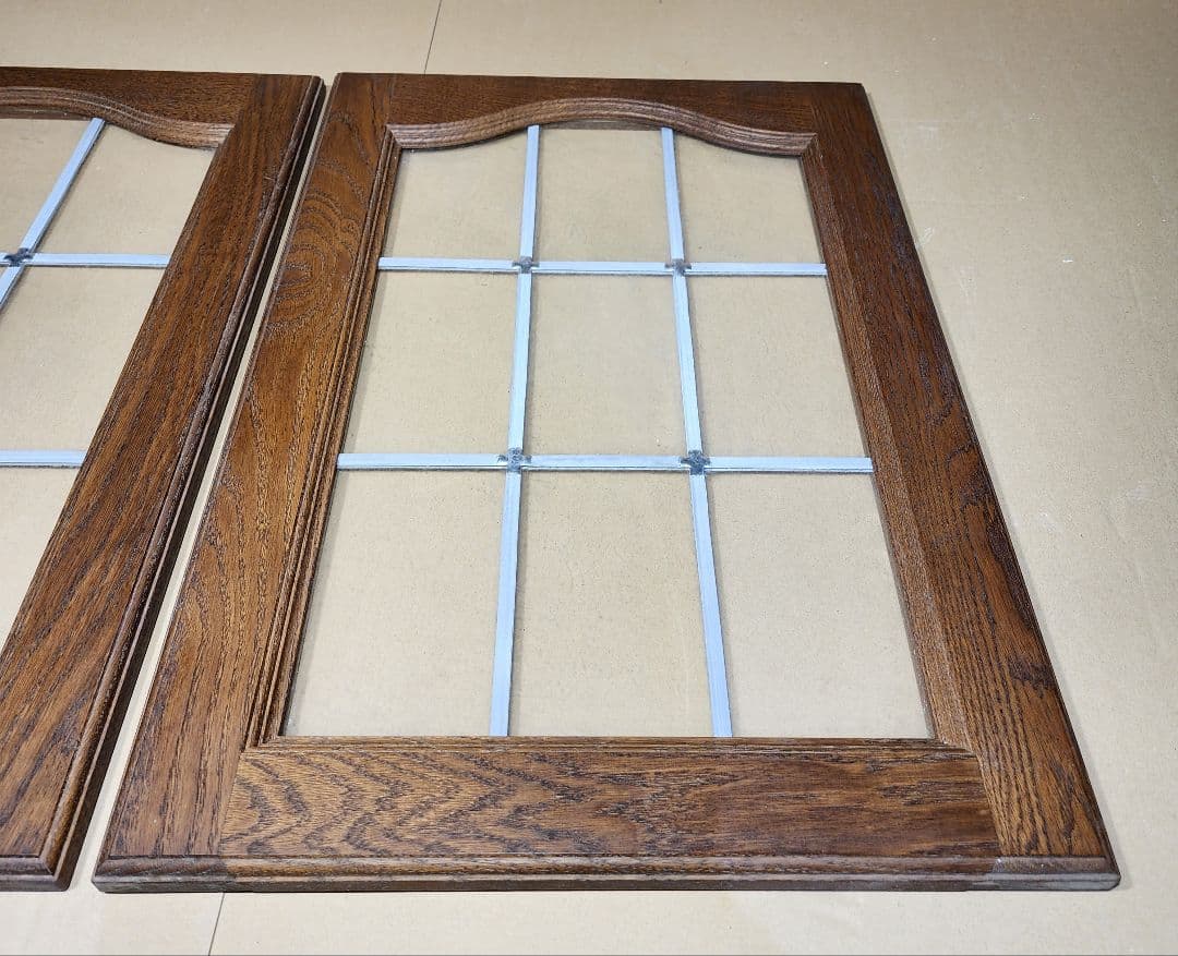 30年～物 アンティーク調 ガラスフロン無垢オーク材使用 扉材 (2枚)