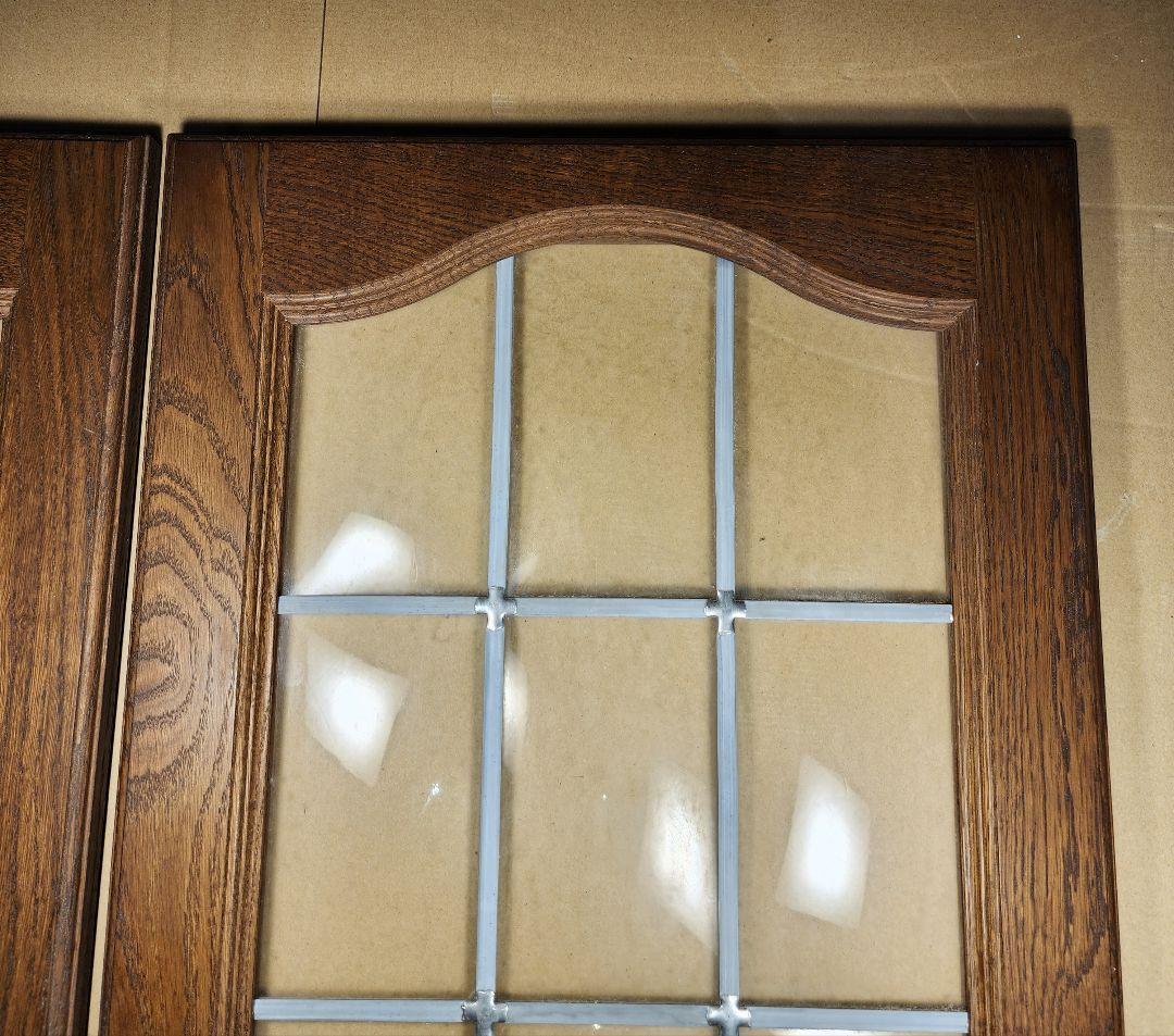 30年～物 アンティーク調 ガラスフロン無垢オーク材使用 扉材 (2枚)