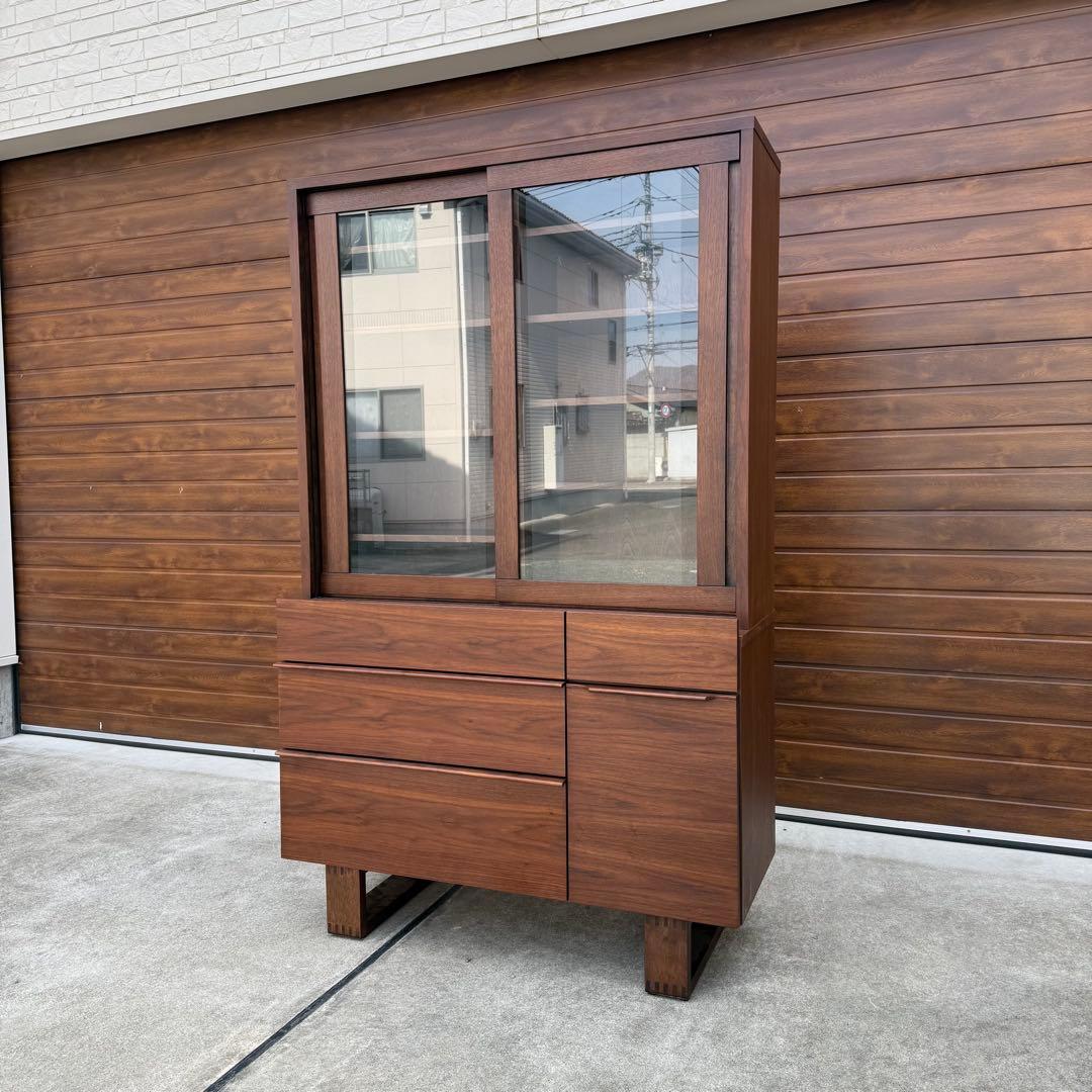 美品 BIS ビス 北欧風 ウォールナット ガラス扉 食器棚 購入価格20万