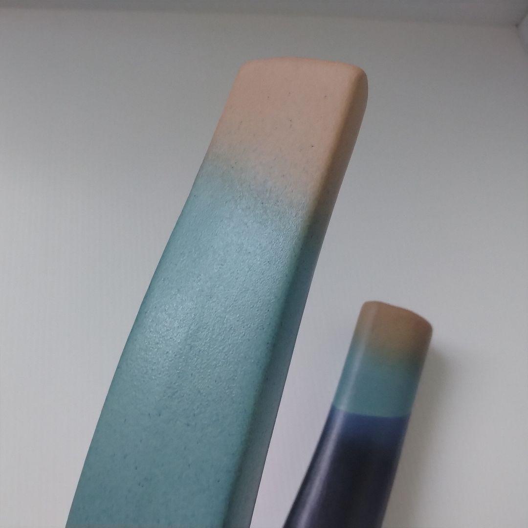 池坊 花器 V字 U字 立花 生け花 華道 草月 自由花 変形花器 ブルー 紺