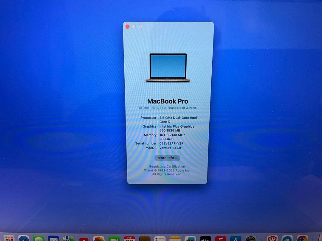 MacBook本体 MacBook Pro 13-inch, 2017,i7/16gb/1TB