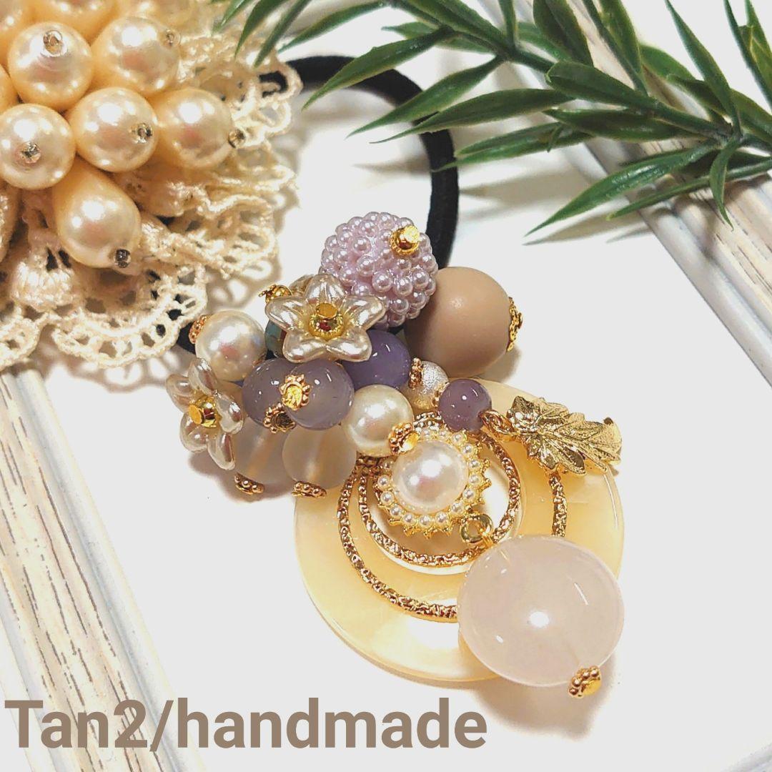 ヘアゴム  じゃらじゃら  ヘアゴム  くすみカラー天然石in