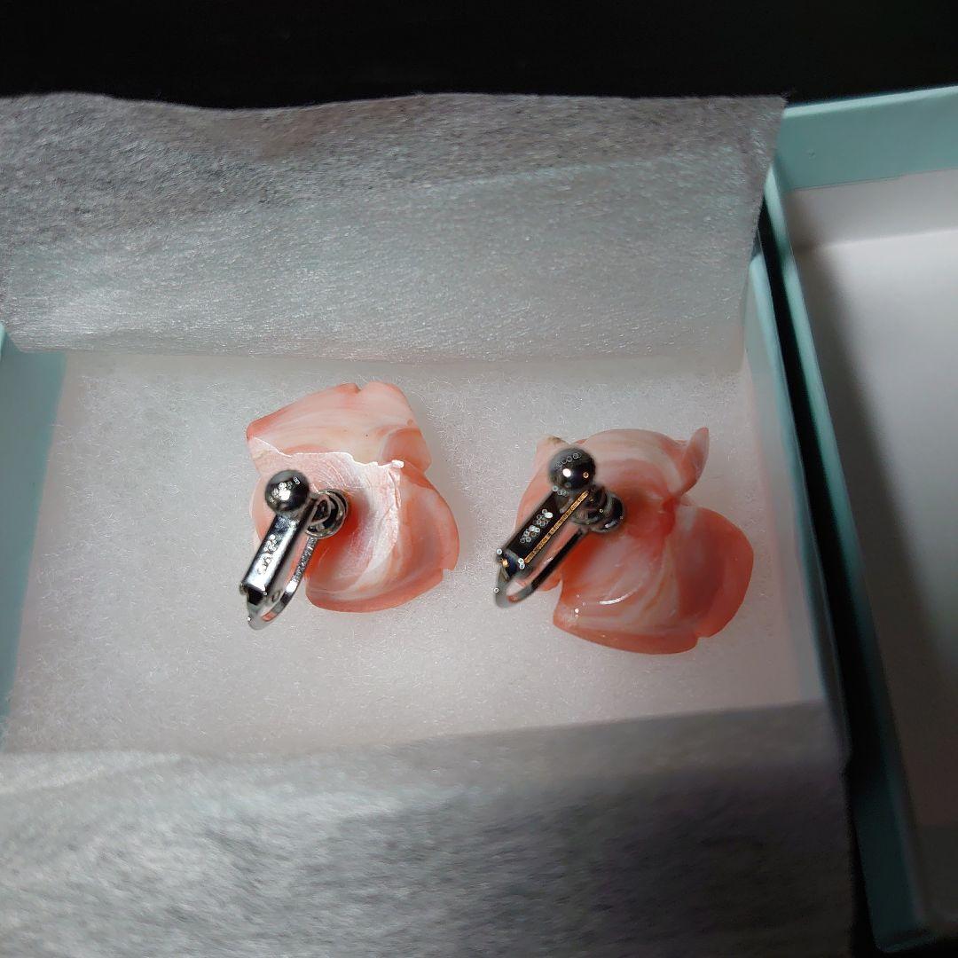 深海珊瑚 薔薇 イヤリング シルバー 約20mm