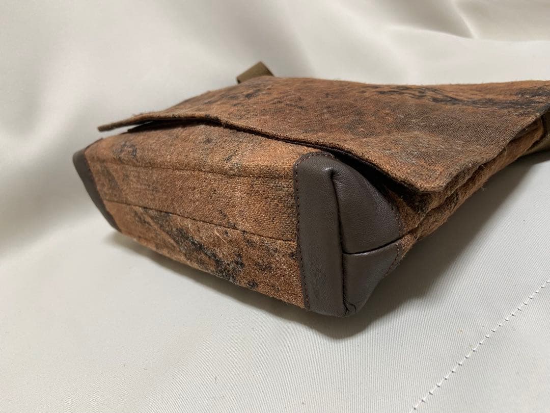 綿・柿渋染と墨染（手染）・かぶせ付きショルダーバック