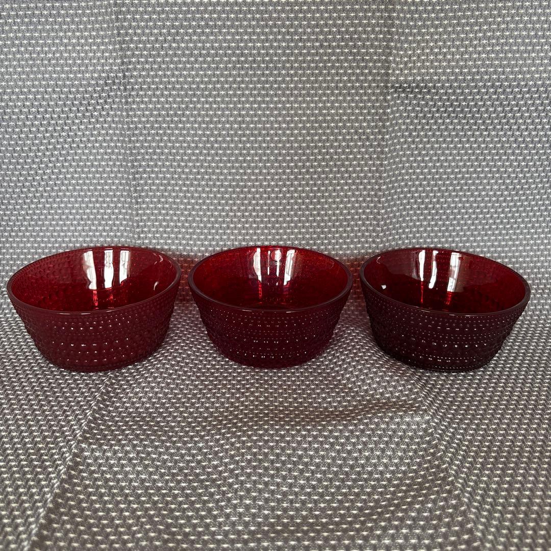 イッタラ カステヘルミ レッド　クランベリー　ボウル　3個セット