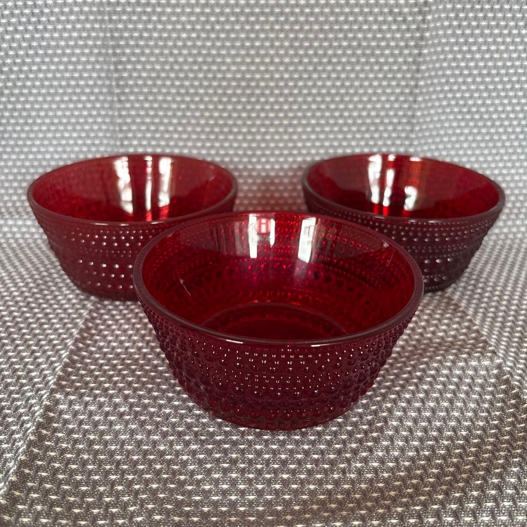 イッタラ カステヘルミ レッド　クランベリー　ボウル　3個セット