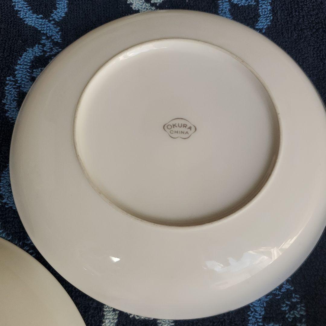 大倉陶園　銘々皿　プレート　OKURA 白磁　金彩　小花　8枚