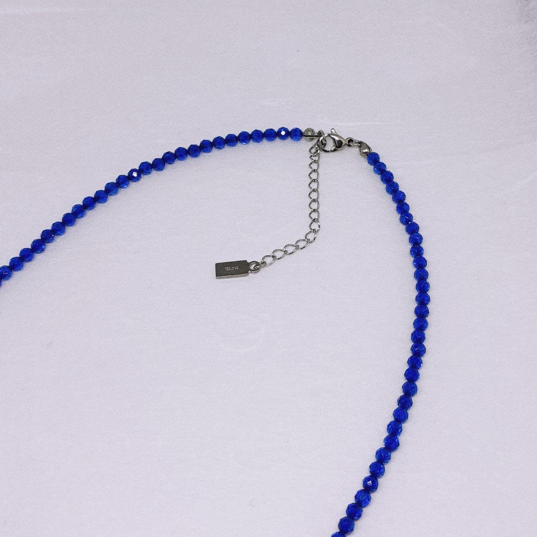 AAAサファイアカット3mmネックレス42cm＋アジャスター5cm 洞察力　知性