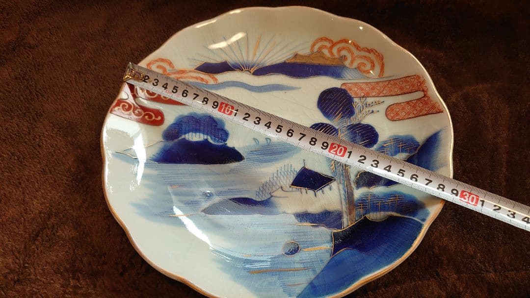 古伊万里　伊万里　色絵　金襴手　富士山　大皿　１客