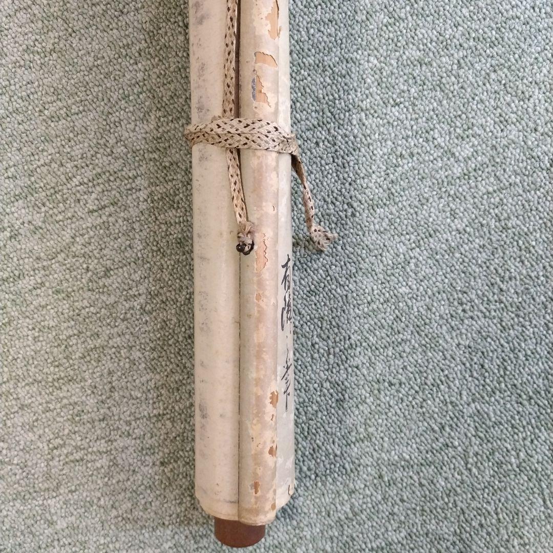 藤図 小禽図 掛軸 在銘 二顆印 166cm 時代物