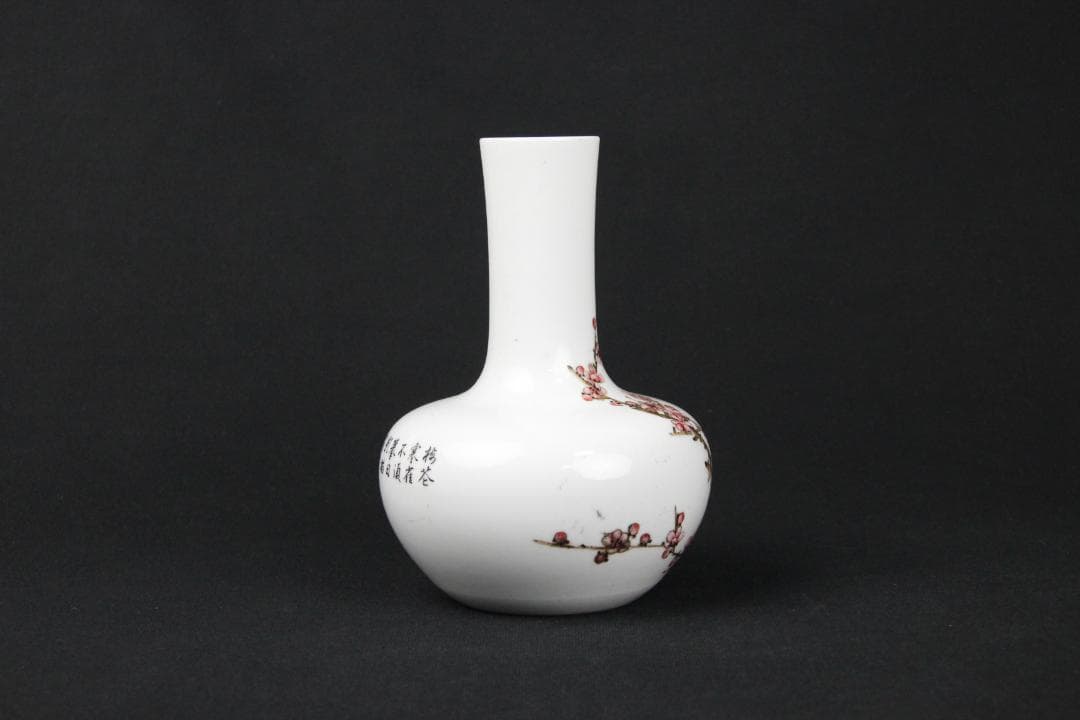 中国美術　仲南銘 民国 珠山八友 徐仲南 粉彩花鳥紋 花瓶 陶芸 FJM12-1