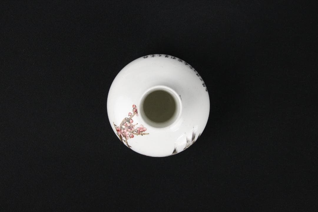 中国美術　仲南銘 民国 珠山八友 徐仲南 粉彩花鳥紋 花瓶 陶芸 FJM12-1