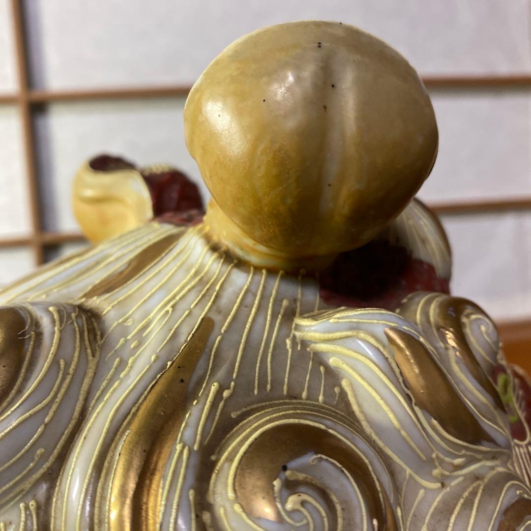 古九谷焼　玉取獅子置物KB