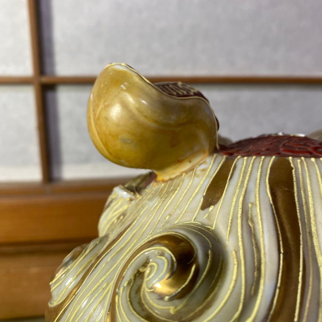 古九谷焼　玉取獅子置物KB