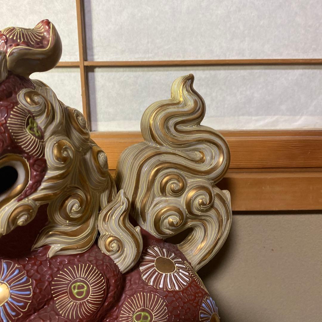 古九谷焼　玉取獅子置物KB