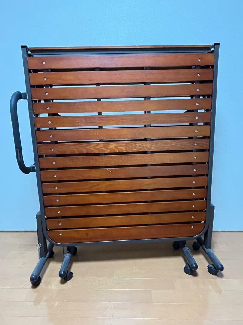 折りたたみベッド 木製スラット ブラウン