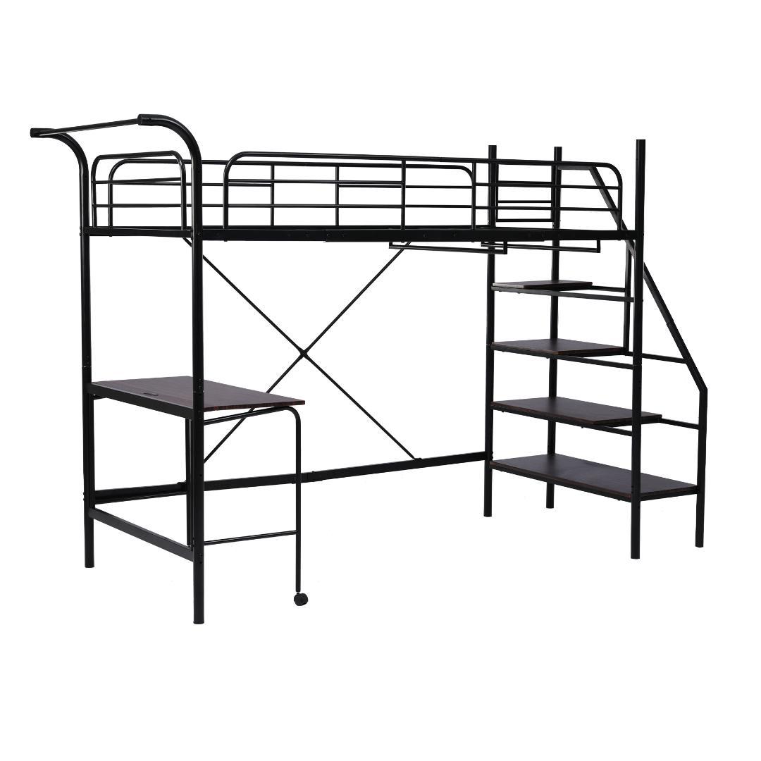 赤字価格！ロフトベッド シングル デスク付 北欧風 耐震 おしゃれ　Black