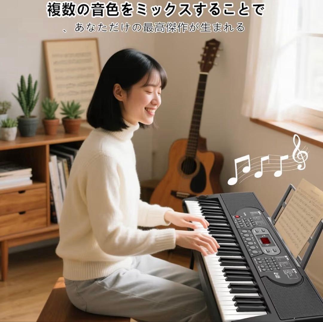 電子ピアノ61鍵盤キーボード ピアノ70デモ曲 200音色LCDディスプレイ搭載