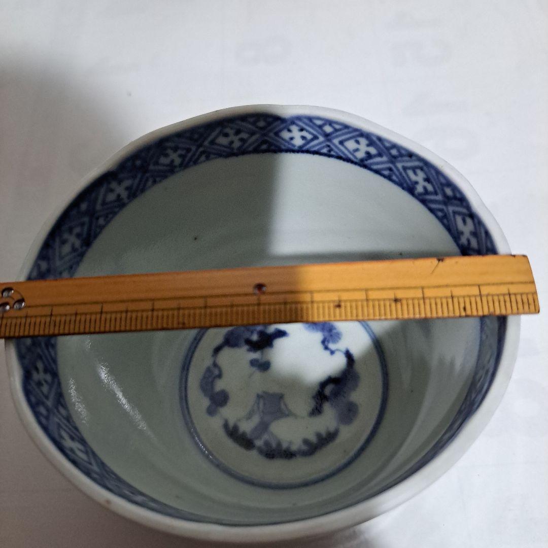 江戸中期　極上　変壺蕎麦猪口　　輪花蛸唐草　　大型蕎麦猪口　富貴長春