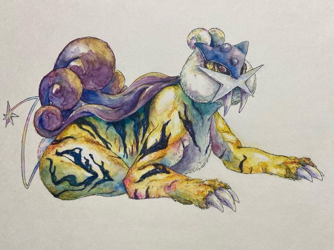 ポケモン ライコウ 手描き イラスト A4サイズ
