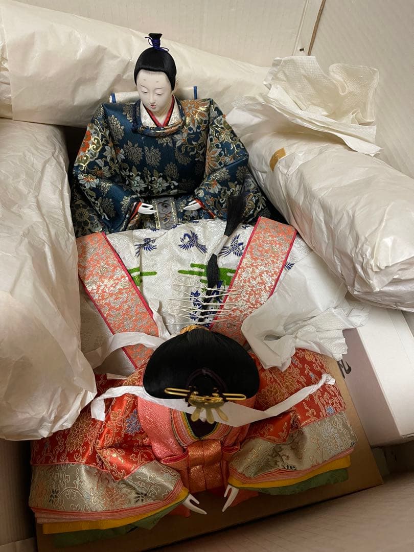 京雛平安松寿作 十二単衣 七段 雛人形15体 お道具一式 被布着 土台なし